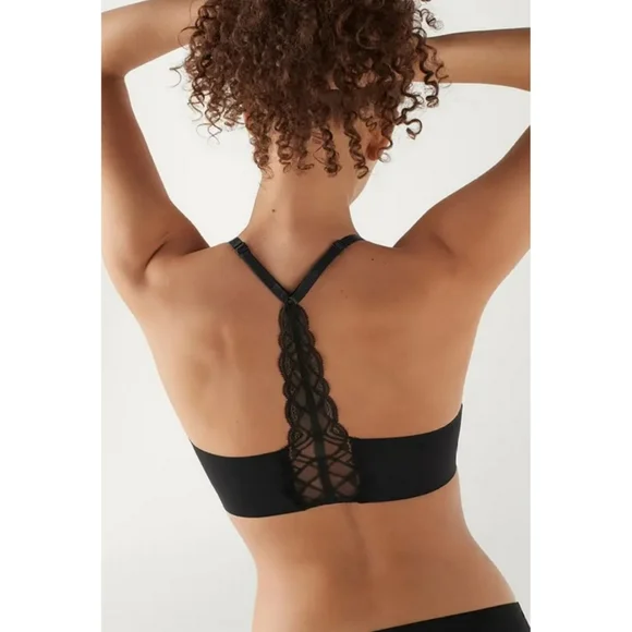 TRUE and CO. Body Triangle Lace Racerback Bra Bralette Womens Medium M - Picture 4 of 5
